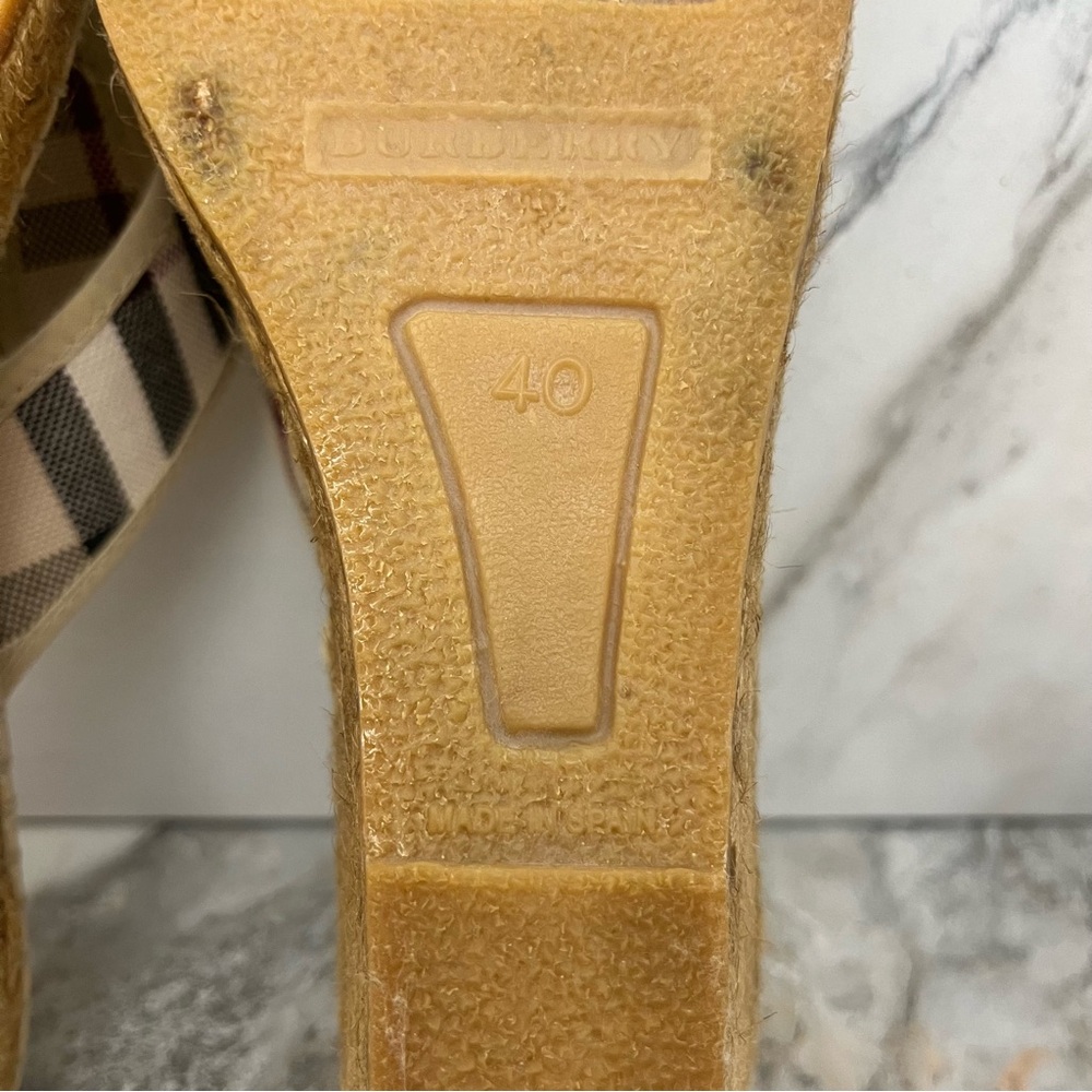 Burberry Beige Plaid Espadrille Wedge Sandals - Picture 11 of 14